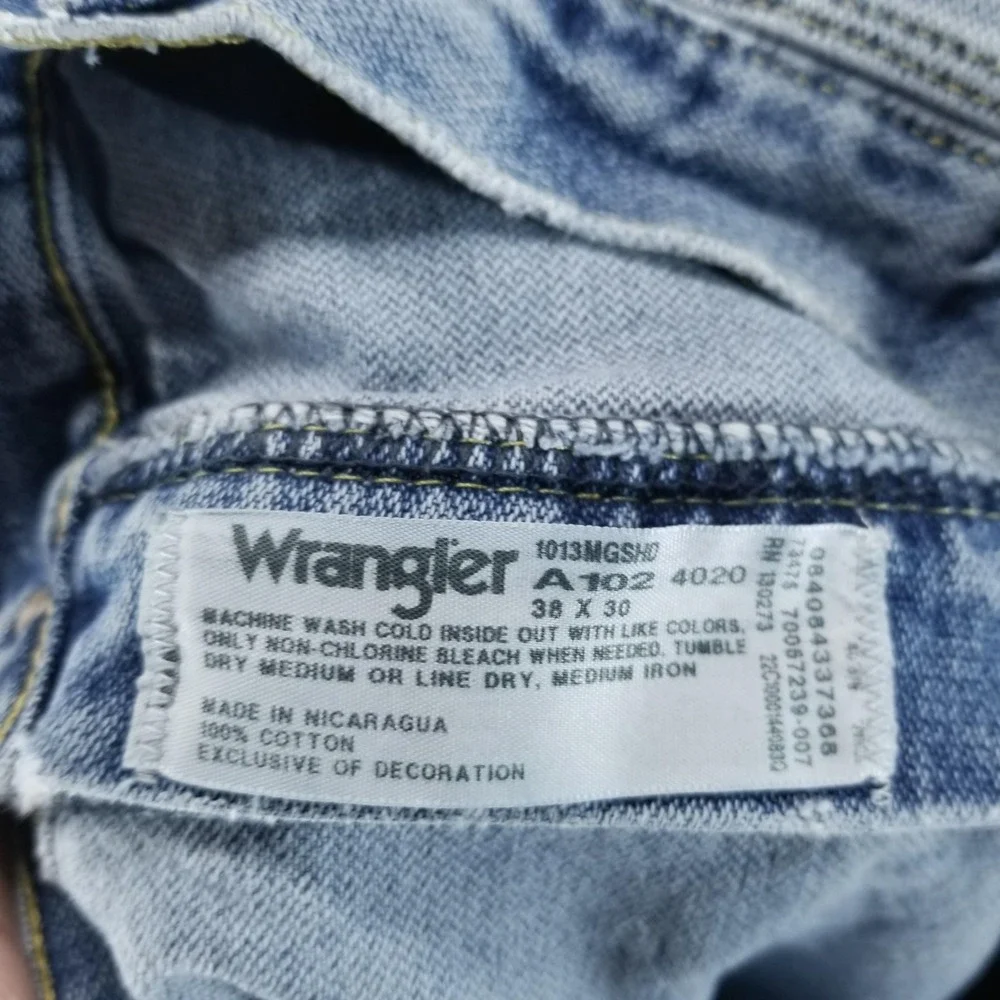 Wrangler Jeans Mens‎ 38x30 Blue George Strait Straight Light Wash Distressed